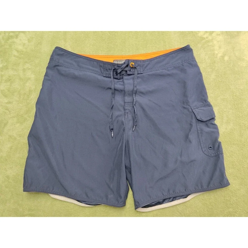 Quiksilver Mens 40 Board Shorts Blue Swim Trunks Pockets Beach Surf Casual